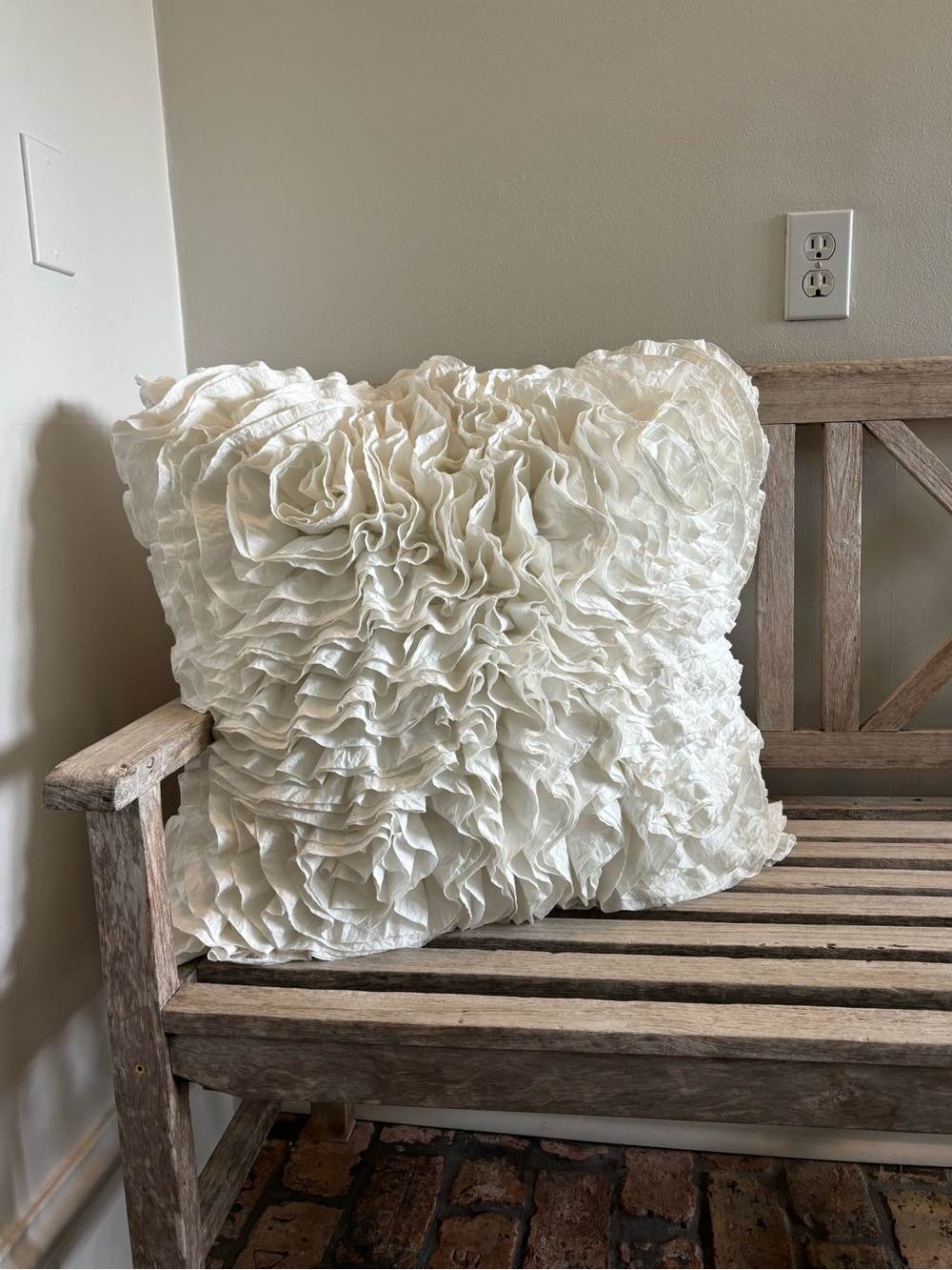 White ruffle pillow